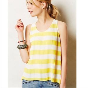 Maeve Anthropologie Citron Pleated Flowy Tank